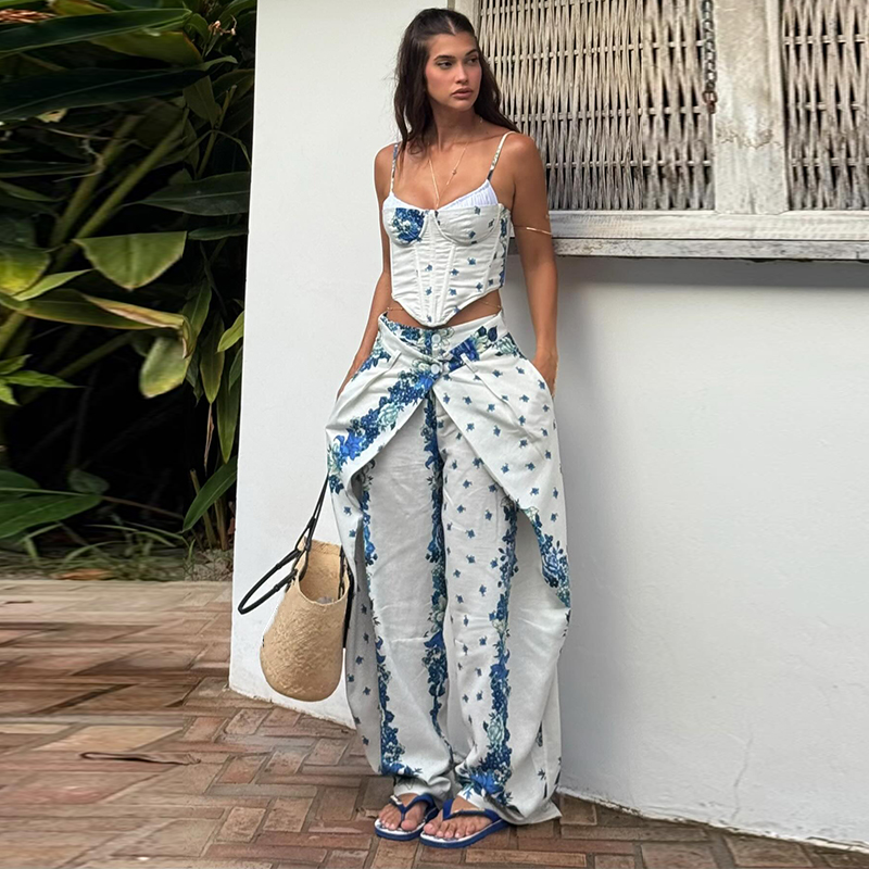 Romper Floral Print - Conjunto de 2 Piezas para Mujer,