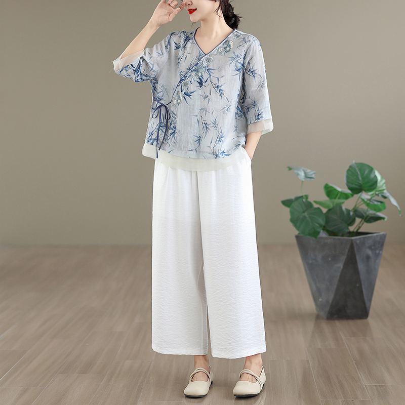 Elegante Conjunto de Moda Casu - Linen Pant Wide reseña y precio