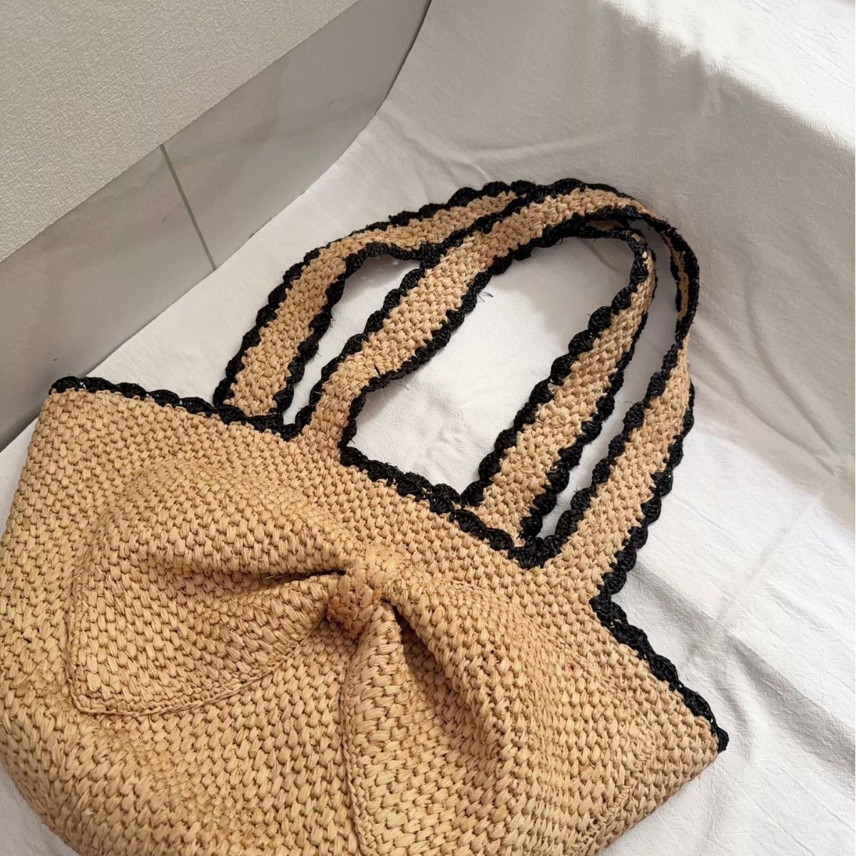 NUEVO Bolso de Rafia Tejido a  - Crochet Bag Raffia reseña y precio