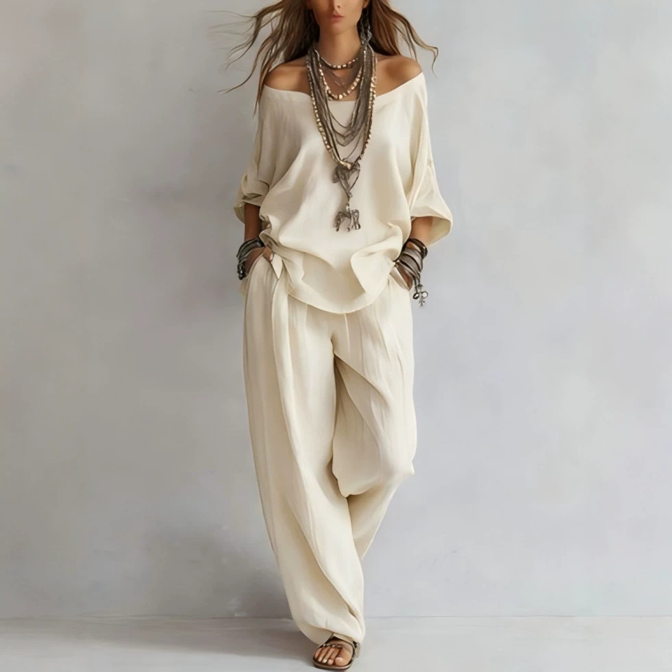 Conjunto de Top de Lino Holgad - Linen Pant Wide reseña y precio