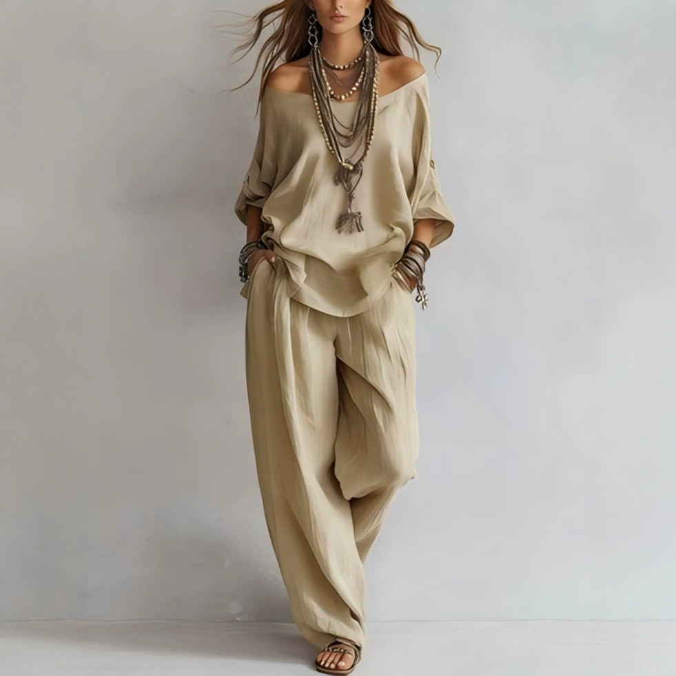 Conjunto de Top de Lino Holgad - Linen Pant Wide reseña y precio