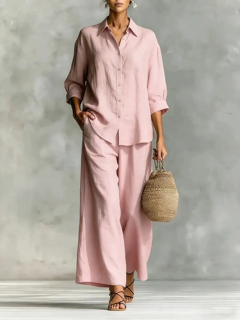 Conjunto Casual de Camisa de M - Linen Pant Wide reseña y precio