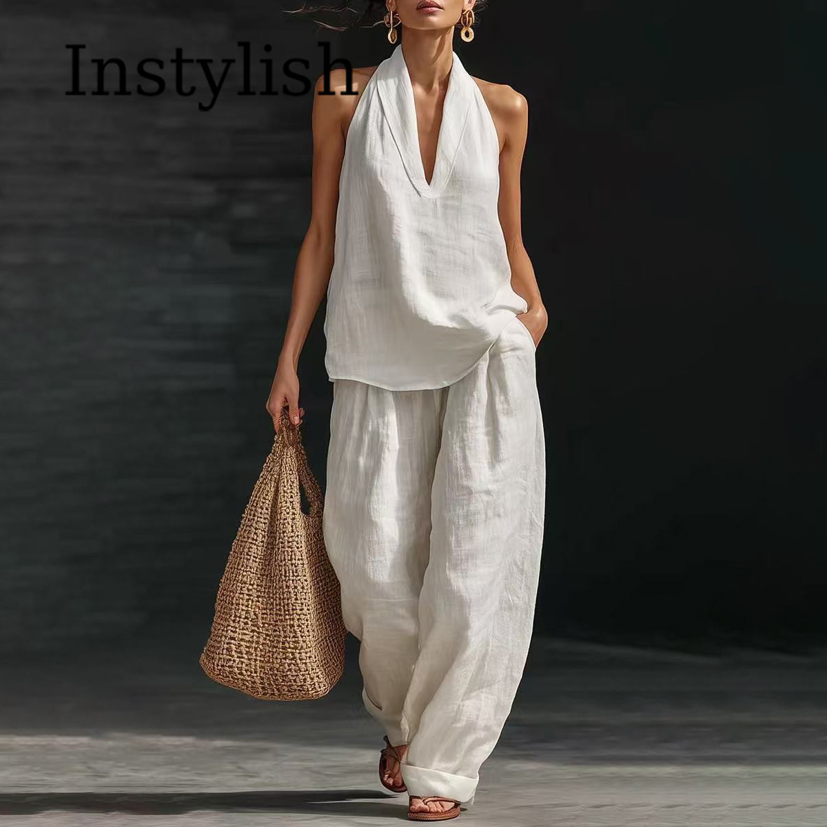 Conjunto de Verano Casual de L - Linen Pant Wide reseña y precio