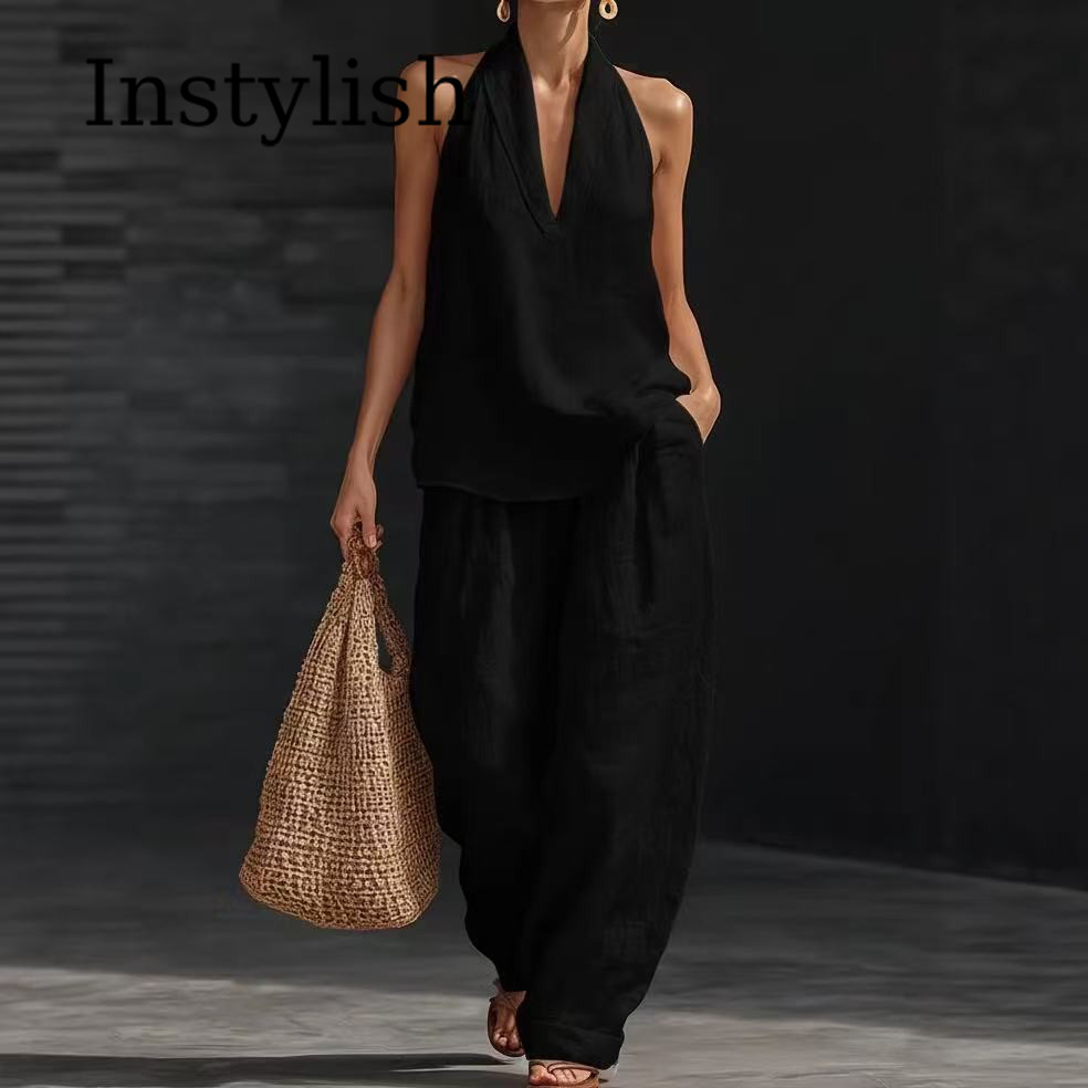 Conjunto de Verano Casual de L - Linen Pant Wide reseña y precio