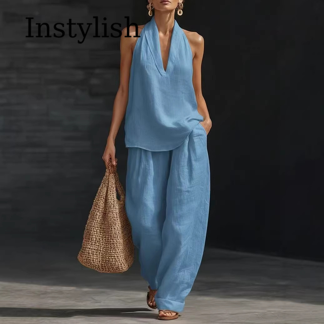 Conjunto de Verano Casual de L - Linen Pant Wide reseña y precio