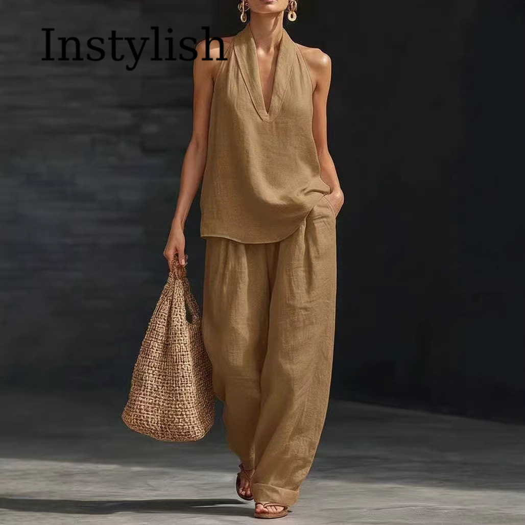 Conjunto de Verano Casual de L - Linen Pant Wide reseña y precio